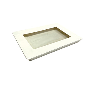 Tree Choice 10" x 14" Rectangular Wooden Lid with Clear View Window for Charcuterie Trays - LIDS ONLY (10 count/case)