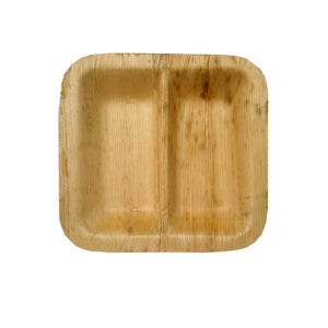 TreeChoice 4" Divided Square  Plates - (150 packs of 8 - 1200 count/case)