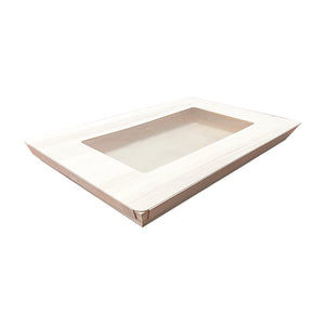 Tree Choice 21" x 14" Rectangular Wooden Lid with Clear View Window for Charcuterie Trays - LIDS ONLY (10 count/case)