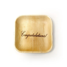 Load image into Gallery viewer, 6&quot; Congratulations Square Palm Leaf Plates (100 count)