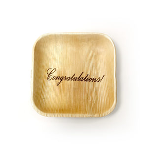 6" Congratulations Square Palm Leaf Plates (100 count)