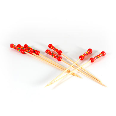 Tree Choice  Bamboo Red Beads Pick (1200 count/case)