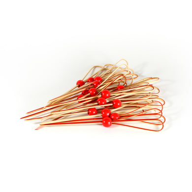 Tree Choice Bamboo Heart Shaped Pick with Red Bead (1200 count/case)