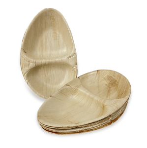 TreeChoice 10" x 6.5" Oval 2 Compartment Leaf Bowl (100 count)