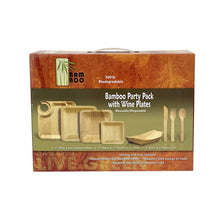 Load image into Gallery viewer, Bamboo Party Pack with Wine Plates - Reusable/Disposable