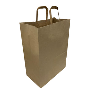 13" x 7" x 17" Natural Kraft Shopping Bag with Flat Handles (200 ct)