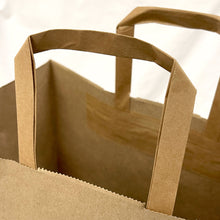 Load image into Gallery viewer, 13&quot; x 7&quot; x 17&quot; Natural Kraft Shopping Bag with Flat Handles (200 ct)