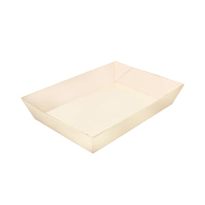 wooden oblong trays with food