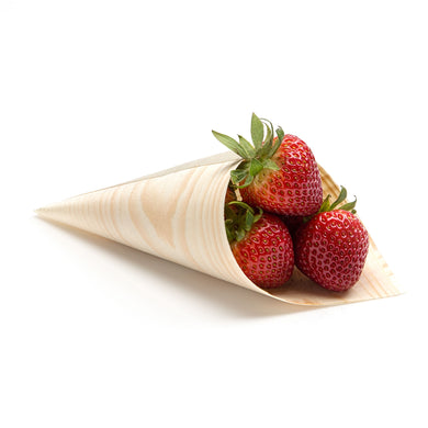 Ultra-lightweight larger wooden pine cones is ideal for presenting finger foods, french fries, fruits, and many more.