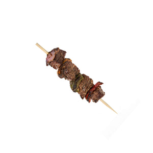 wooden bamboo skewer for barbeque and different kinds of meat. Perfect for outdoor parties and event celebrations.