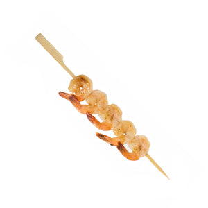 Easy to pick 9 inches bamboo paddle skewers for seafoods, meats, olives, berries and many more.