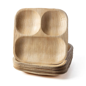 9" Square 3 compartment plates, add 3 different foods or snacks.